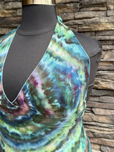 Load image into Gallery viewer, Women’s Large Hand-Sewn ‘Mantra’ Halter Style Flowy Asymmetrical Tank Top in ‘Dark Enchantment’