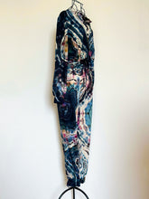 Load image into Gallery viewer, Women’s Medium Reverse Geode Terry Long Sleeved Jumpsuit in ‘Pinot Sage & Teal’