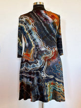 Load image into Gallery viewer, Custom Reverse Geode 3/4 Sleeve Dress with Pockets in ‘Midnight Jasper’ for Stephanie