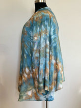 Load image into Gallery viewer, Women’s 2X 100% Rayon Waterfall Kimono Jacket in ‘Teal Gold’