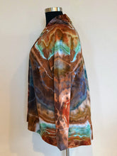 Load image into Gallery viewer, Custom Geode Cardigan with Thumbholes and Pockets in ‘Petrified Wood’ for Desiree