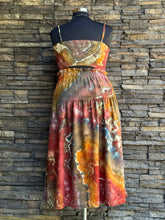 Load image into Gallery viewer, Women’s XL Geode Rayon/Linen 2 Piece Midi Skirt with Pockets & Cropped Bralette Tank Top Set in ‘Rustic Rainbow’