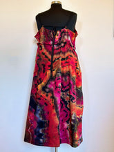 Load image into Gallery viewer, Women’s 3X Reverse Geode Jenny K Lopez Rope Tie Ruched Midi Dress with Pockets in ‘Fire on the Mountain’