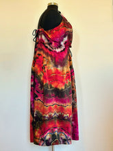 Load image into Gallery viewer, Women’s 3X Reverse Geode Jenny K Lopez Rope Tie Ruched Midi Dress with Pockets in ‘Fire on the Mountain’