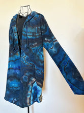Load image into Gallery viewer, Custom Reverse Geode Hooded Cardigan in ‘Midnight Sapphire’ for Ashley