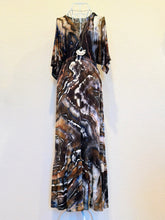 Load image into Gallery viewer, Women’s Small Geode Boho Maxi Dress in ‘Turkey Tail Mushroom Variation #2’