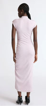 Load image into Gallery viewer, Women’s Small Geode Mockneck Bodycon Maxi Dress with Side Ruching in ‘Smoke & Roses’