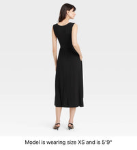 Load image into Gallery viewer, Women’s Large/XL Geode Ballet Midi Square Neck Dress with Pockets in ‘Moss Agate’