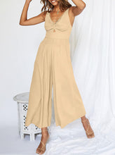 Load image into Gallery viewer, Women’s XL Geode Rayon Linen Wide Leg Strappy Jumpsuit with Pockets in ‘Turkey Tail Mushroom Variation #2’