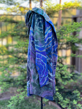 Load image into Gallery viewer, Custom Reverse Geode Dress in ‘Midnight Sapphire’ and Reverse Geode Hooded Sweatshirt Cardigan in ‘Abalone’ for Kari