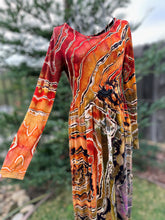 Load image into Gallery viewer, Custom Reverse Geode Long Sleeved Maxi Dress with Pockets in ‘Rustic Rainbow’ for Tonya