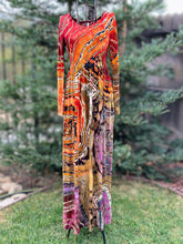 Load image into Gallery viewer, Custom Reverse Geode Long Sleeved Maxi Dress with Pockets in ‘Rustic Rainbow’ for Tonya