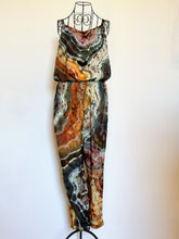 Load image into Gallery viewer, Women’s Large Reverse Geode Spaghetti Strap Jumpsuit in ‘Golden Age’