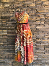 Load image into Gallery viewer, Women’s XS Geode Tie-Waist Midi Skirt & Cropped Bralette Tank Top Set in ‘Rustic Rainbow’