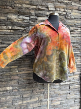 Load image into Gallery viewer, Women’s Large (can fit an XL too) Oversized Geode Corduroy Long Sleeve Button Up Shirt with Pockets in ‘Rustic Rainbow’