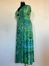 Load image into Gallery viewer, Women’s Large Reverse Geode Surplice Maxi Dress in ‘Malachite’