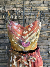 Load image into Gallery viewer, Women’s XS Geode Tie-Waist Midi Skirt & Cropped Bralette Tank Top Set in ‘Rustic Rainbow’