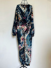 Load image into Gallery viewer, Women’s Medium Reverse Geode Terry Long Sleeved Jumpsuit in ‘Pinot Sage & Teal’