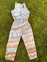 Load image into Gallery viewer, Women’s Large Upcycled Tencel Chambray Racerback Jumpsuit in ‘Blue Gray Twist’