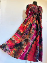 Load image into Gallery viewer, Women’s 3X Reverse Geode Jenny K Lopez Rope Tie Ruched Midi Dress with Pockets in ‘Fire on the Mountain’