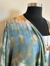 Load image into Gallery viewer, Women’s 2X 100% Rayon Waterfall Kimono Jacket in ‘Teal Gold’