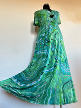 Load image into Gallery viewer, Women’s Large Reverse Geode Surplice Maxi Dress in ‘Malachite’