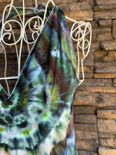 Load image into Gallery viewer, Women’s Medium/Large Hand-Sewn ‘Mantra’ Halter Style Flowy Asymmetrical Tank Top in ‘Dark Enchantment’