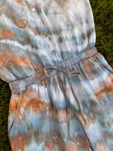 Load image into Gallery viewer, Women’s Large Upcycled Tencel Chambray Racerback Jumpsuit in ‘Blue Gray Twist’