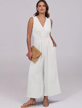 Load image into Gallery viewer, Women’s Large Geode Dressy V-Neck Jumpsuit with Pockets in ‘Moss Agate’