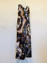 Load image into Gallery viewer, Women’s XL Geode Rayon Linen Wide Leg Strappy Jumpsuit with Pockets in ‘Turkey Tail Mushroom Variation #2’