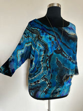 Load image into Gallery viewer, Women’s 2X Reverse Geode 3/4 Sleeve Off Shoulder Dolman Top in ‘Midnight Sapphire’