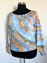 Load image into Gallery viewer, Custom Off Shoulder Sweatshirt in ‘Blue Gray’ for Denise