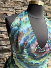 Load image into Gallery viewer, Women’s Large Hand-Sewn ‘Mantra’ Halter Style Flowy Asymmetrical Tank Top in ‘Dark Enchantment’