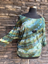 Load image into Gallery viewer, Women’s 2X Off Shoulder 3/4 Sleeve Dolman Top in ‘Moss Agate’ Twist