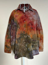 Load image into Gallery viewer, Women’s Large (can fit an XL too) Oversized Geode Corduroy Long Sleeve Button Up Shirt with Pockets in ‘Rustic Rainbow’