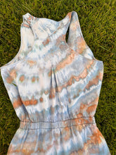 Load image into Gallery viewer, Women’s Large Upcycled Tencel Chambray Racerback Jumpsuit in ‘Blue Gray Twist’