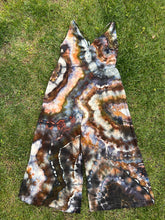 Load image into Gallery viewer, Women’s XL Geode Rayon Linen Wide Leg Strappy Jumpsuit with Pockets in ‘Turkey Tail Mushroom Variation #2’