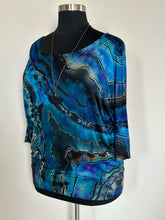 Load image into Gallery viewer, Women’s 2X Reverse Geode 3/4 Sleeve Off Shoulder Dolman Top in ‘Midnight Sapphire’