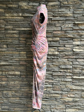 Load image into Gallery viewer, Women’s Small Geode Mockneck Bodycon Maxi Dress with Side Ruching in ‘Smoke & Roses’