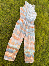 Load image into Gallery viewer, Women’s Large Upcycled Tencel Chambray Racerback Jumpsuit in ‘Blue Gray Twist’