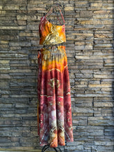 Load image into Gallery viewer, *DISCOUNTED* (due to mended damage on strap) Women’s Small Geode Tie-Waist Midi Skirt & Cropped Bralette Tank Top Set in ‘Rustic Rainbow’