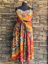 Load image into Gallery viewer, Women’s XL Geode Rayon/Linen 2 Piece Midi Skirt with Pockets & Cropped Bralette Tank Top Set in ‘Rustic Rainbow’