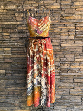 Load image into Gallery viewer, Women’s XS Geode Tie-Waist Midi Skirt & Cropped Bralette Tank Top Set in ‘Rustic Rainbow’