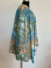 Load image into Gallery viewer, Women’s 2X 100% Rayon Waterfall Kimono Jacket in ‘Teal Gold’