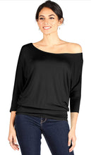 Load image into Gallery viewer, Women’s 2X Reverse Geode 3/4 Sleeve Off Shoulder Dolman Top in ‘Midnight Sapphire’