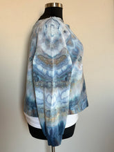 Load image into Gallery viewer, Custom Off Shoulder Sweatshirt in ‘Blue Gray & Smoke Blue’ for Jeanette