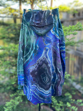 Load image into Gallery viewer, Custom Reverse Geode Dress in ‘Midnight Sapphire’ and Reverse Geode Hooded Sweatshirt Cardigan in ‘Abalone’ for Kari