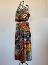 Load image into Gallery viewer, Women’s Large Geode Tie-Waist Midi Skirt & Cropped Bralette Tank Top Set in ‘Rustic Rainbow’