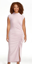 Load image into Gallery viewer, Women’s Small Geode Mockneck Bodycon Maxi Dress with Side Ruching in ‘Smoke & Roses’
