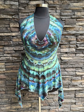 Load image into Gallery viewer, Women’s Large Hand-Sewn ‘Mantra’ Halter Style Flowy Asymmetrical Tank Top in ‘Dark Enchantment’